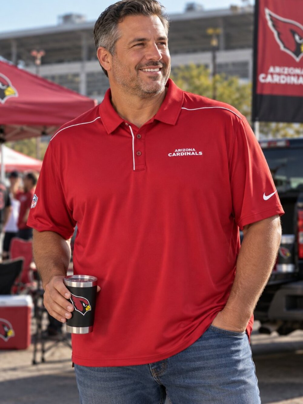 Nike Arizona Cardinals NFL Equipment Dri-FIT Training Polo Men’s XXL Red Sporty
